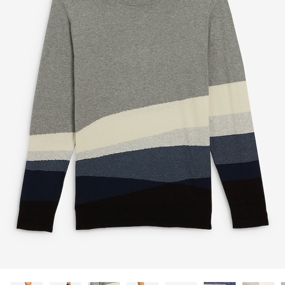 Abstract Gradient Pattern Crew Neck Sweater - image 4